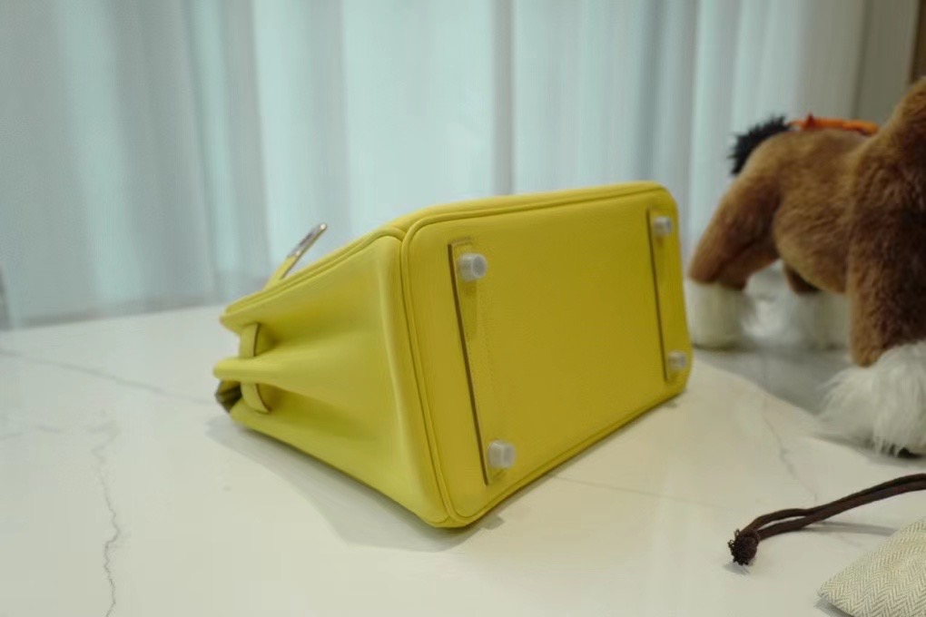 VIP一级品： BK 25cm swift皮  9D 柠檬黄/银扣 手工缝制 臻品鉴赏
