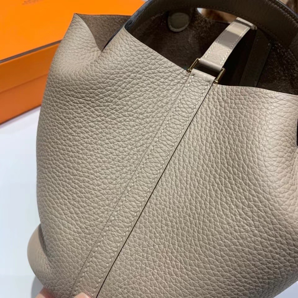 VIP一级品： picotin 18cm  TC M8 Gris Asphalte 沥青灰/金扣 代购级品质