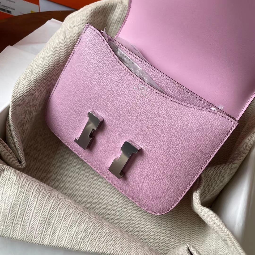Constance mini 19cm chèvre 山羊皮 X9 Mauve Sylvestre 锦葵紫 银扣