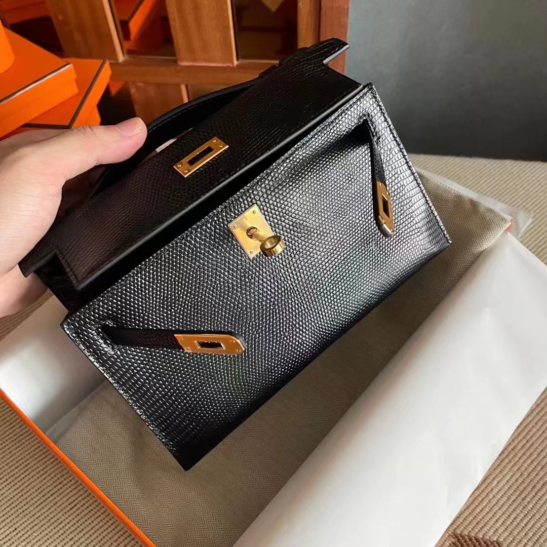 Kuwait HM KL Pochette Lizard 89 Noir
