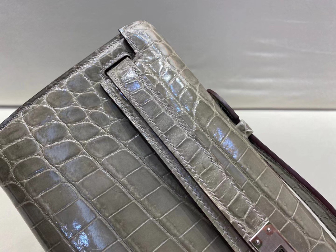 KL cut 31cm 晚宴手包 鳄鱼🐊 斑鸠灰 顶级法国纯手工现货😍