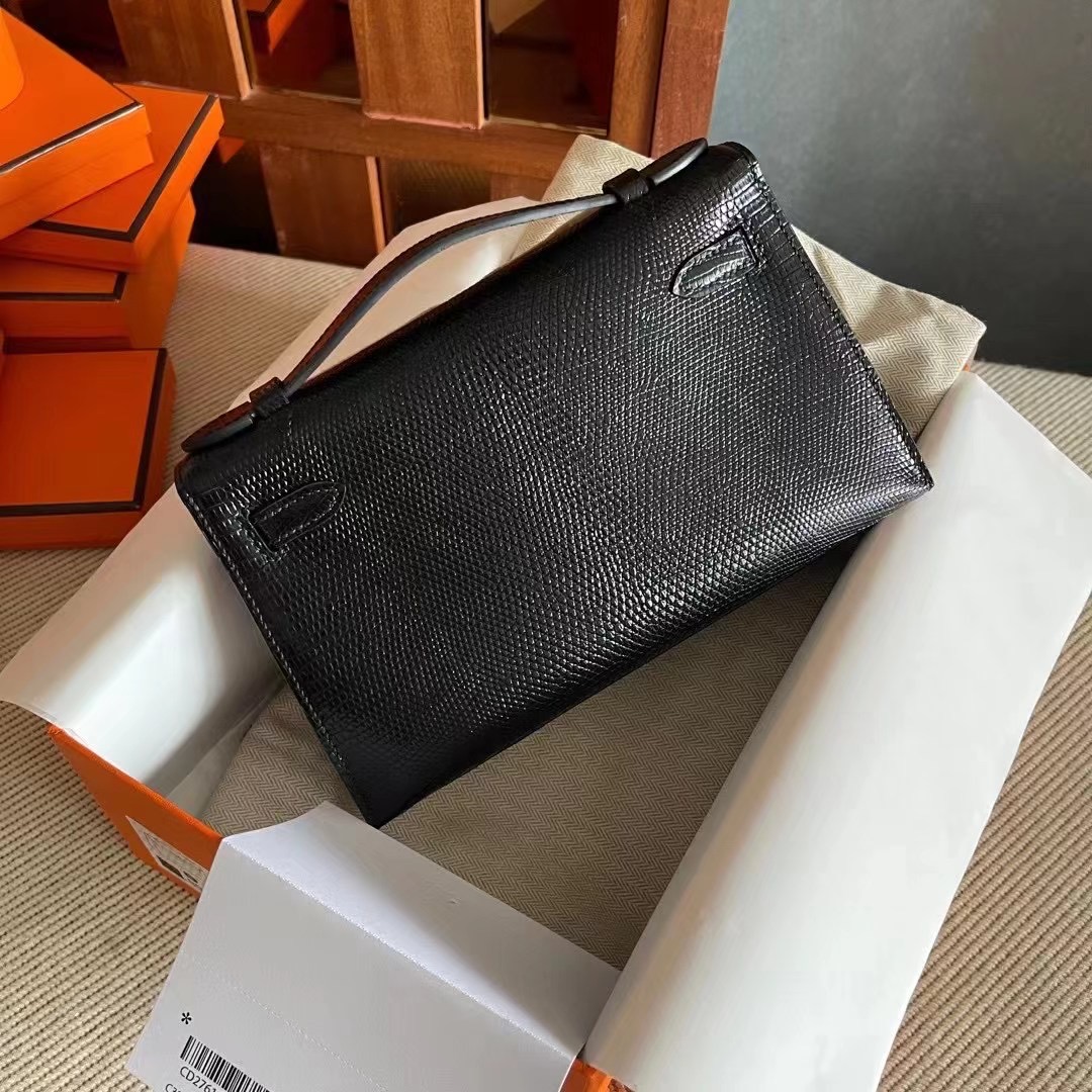 Kuwait HM KL Pochette Lizard 89 Noir