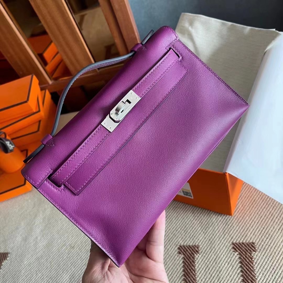 KL pochette swift P9 Anemone 海葵紫 银
