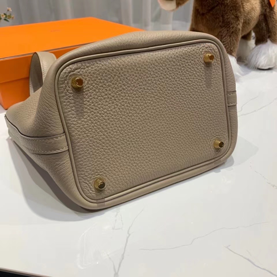 VIP一级品： picotin 18cm  TC M8 Gris Asphalte 沥青灰/金扣 代购级品质