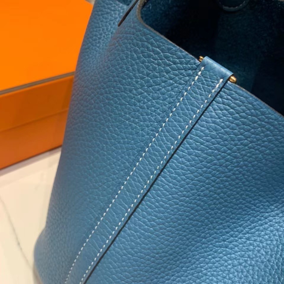 VIP一级品： picotin 18cm  TC 75 Blue Jean 牛仔蓝/银扣 代购级品质