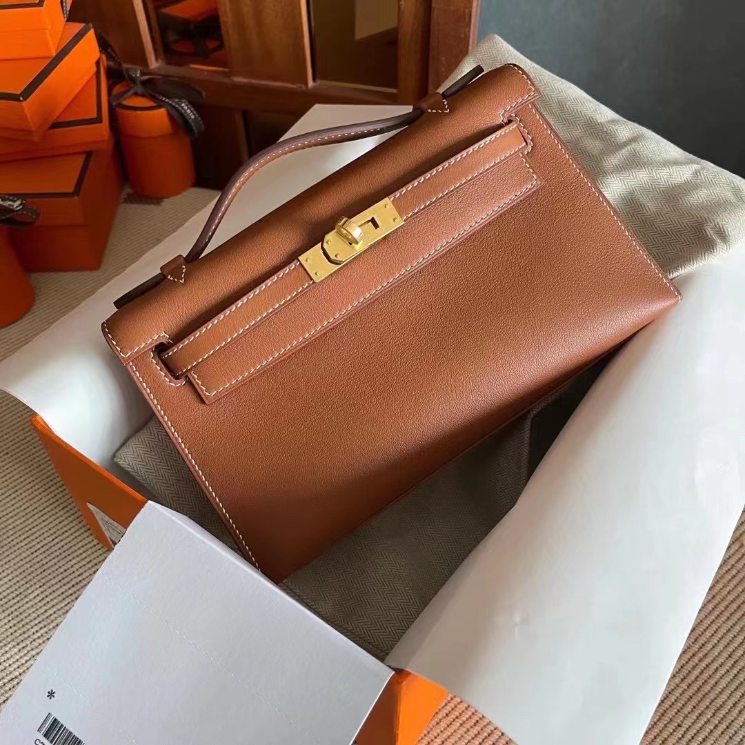 Viet Nam Amanoi HM MiniKL Pochette 22cm Swift CK37 Gold 金棕色 金扣 全手工蜜蜡线缝制
