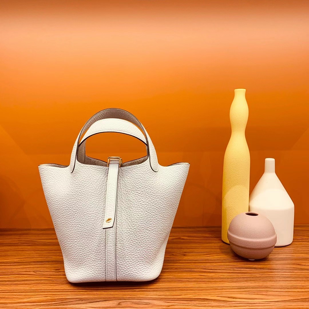 VIP一级品： picotin 18cm  TC 08 Blue pale 圣杯蓝/金扣 代购级品质