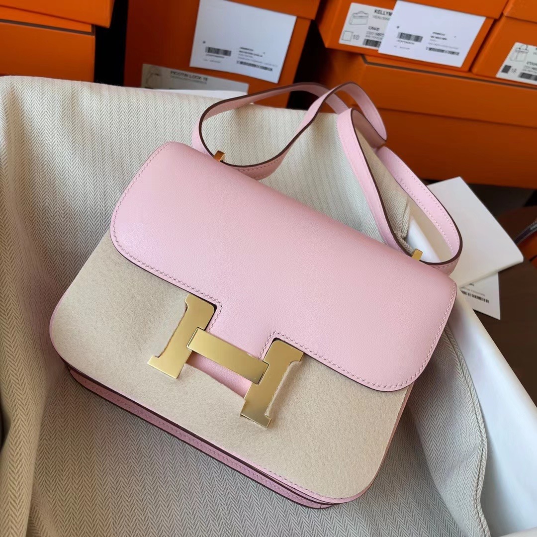 Constance Mini 19 Swift皮 3Q Rose Sakura 玫瑰樱花粉 金扣 了