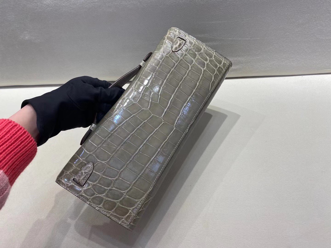 KL cut 31cm 晚宴手包 鳄鱼🐊 斑鸠灰 顶级法国纯手工现货😍