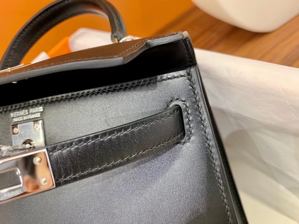 VIP一级品 Mini kl box皮 CK89 Noir 黑色/金扣 手柄缝制 臻品鉴赏