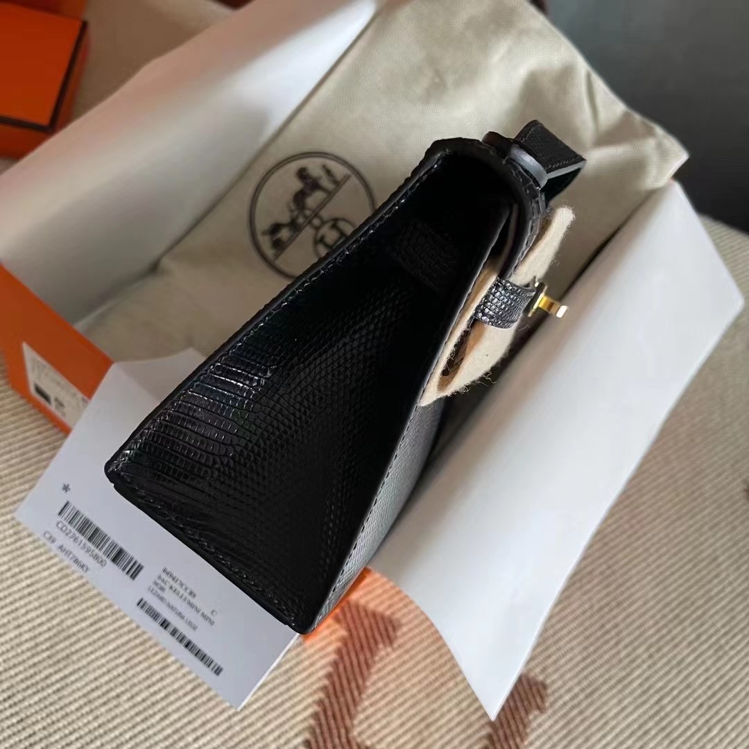 Kuwait HM KL Pochette Lizard 89 Noir