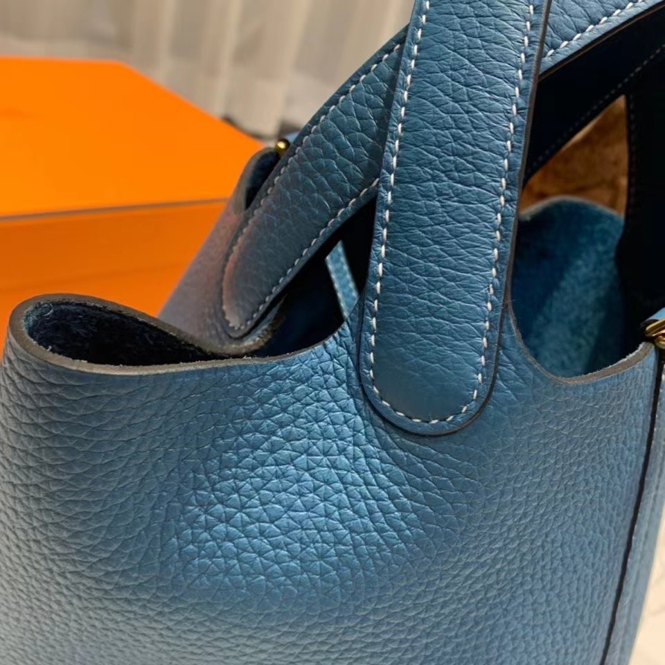 VIP一级品： picotin 18cm  TC 75 Blue Jean 牛仔蓝/银扣 代购级品质