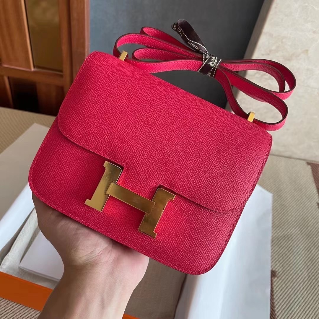 Los Angeles USA HM Constance 19cm Epsom I6 Rose Extrême 极致粉 金扣