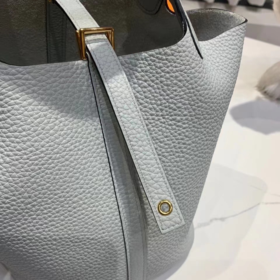 VIP一级品： picotin 18cm  TC 08 Blue pale 圣杯蓝/金扣 代购级品质