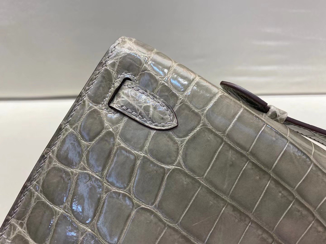 KL cut 31cm 晚宴手包 鳄鱼🐊 斑鸠灰 顶级法国纯手工现货😍