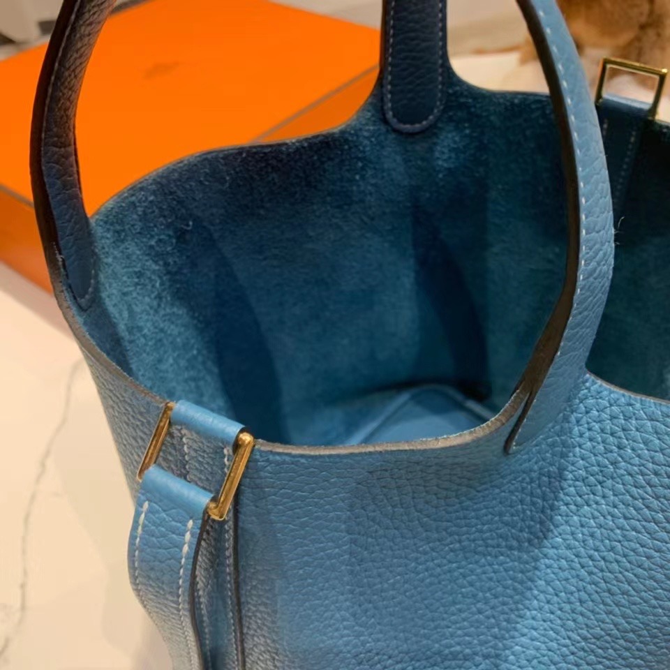 VIP一级品： picotin 18cm  TC 75 Blue Jean 牛仔蓝/银扣 代购级品质