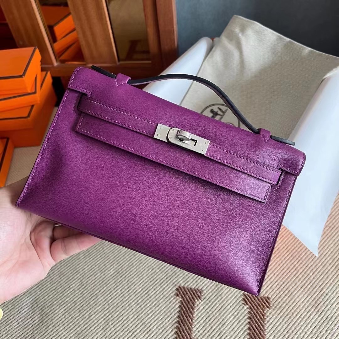 KL pochette swift P9 Anemone 海葵紫 银