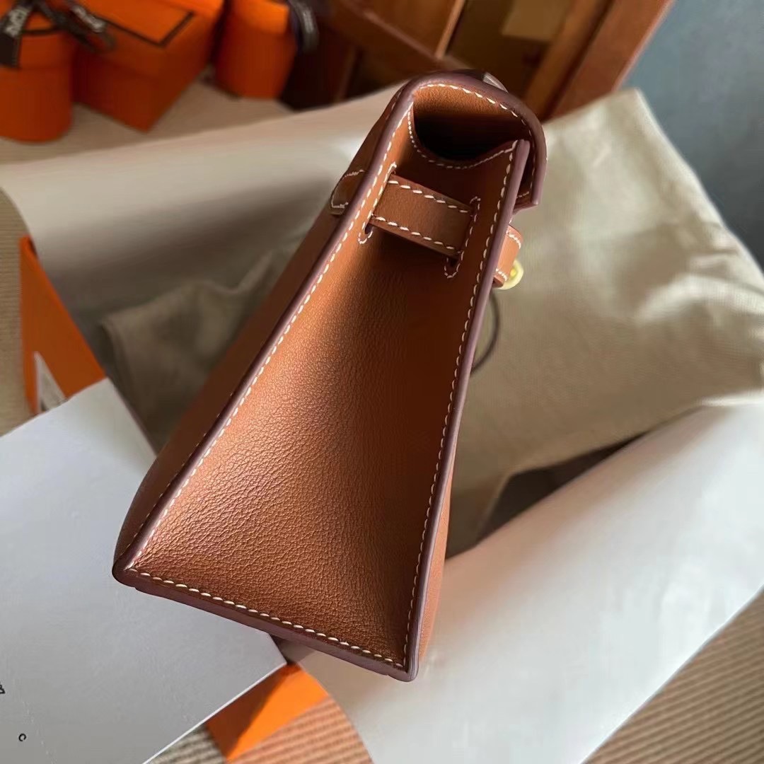 Viet Nam Amanoi HM MiniKL Pochette 22cm Swift CK37 Gold 金棕色 金扣 全手工蜜蜡线缝制