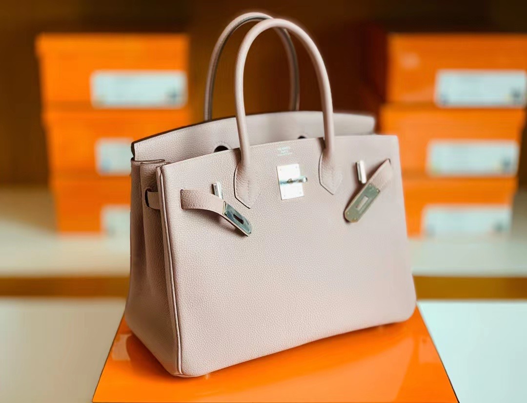 HM bk 30cm 玫瑰粉togo 银扣现货