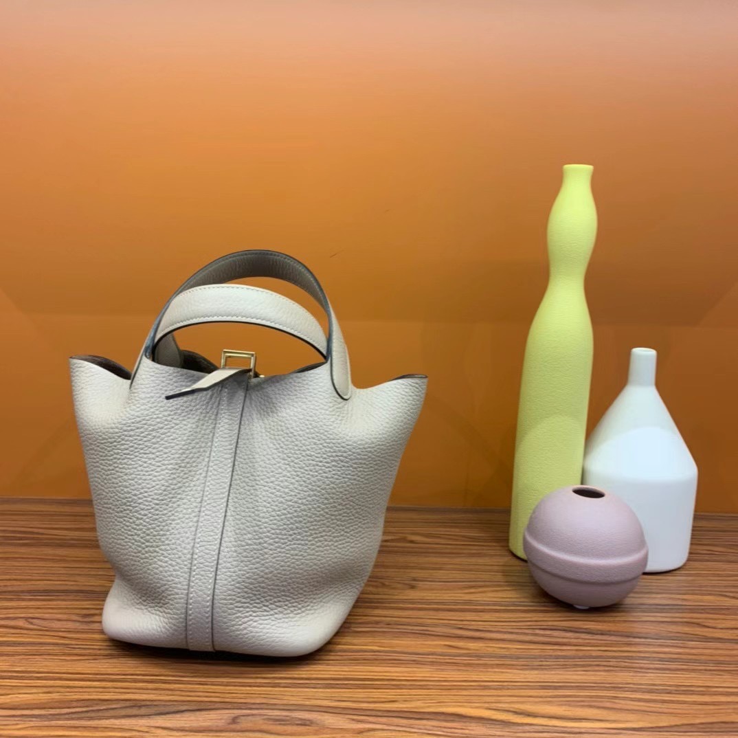 VIP一级品： picotin 18cm  TC M8 Gris Asphalte 沥青灰/金扣 代购级品质