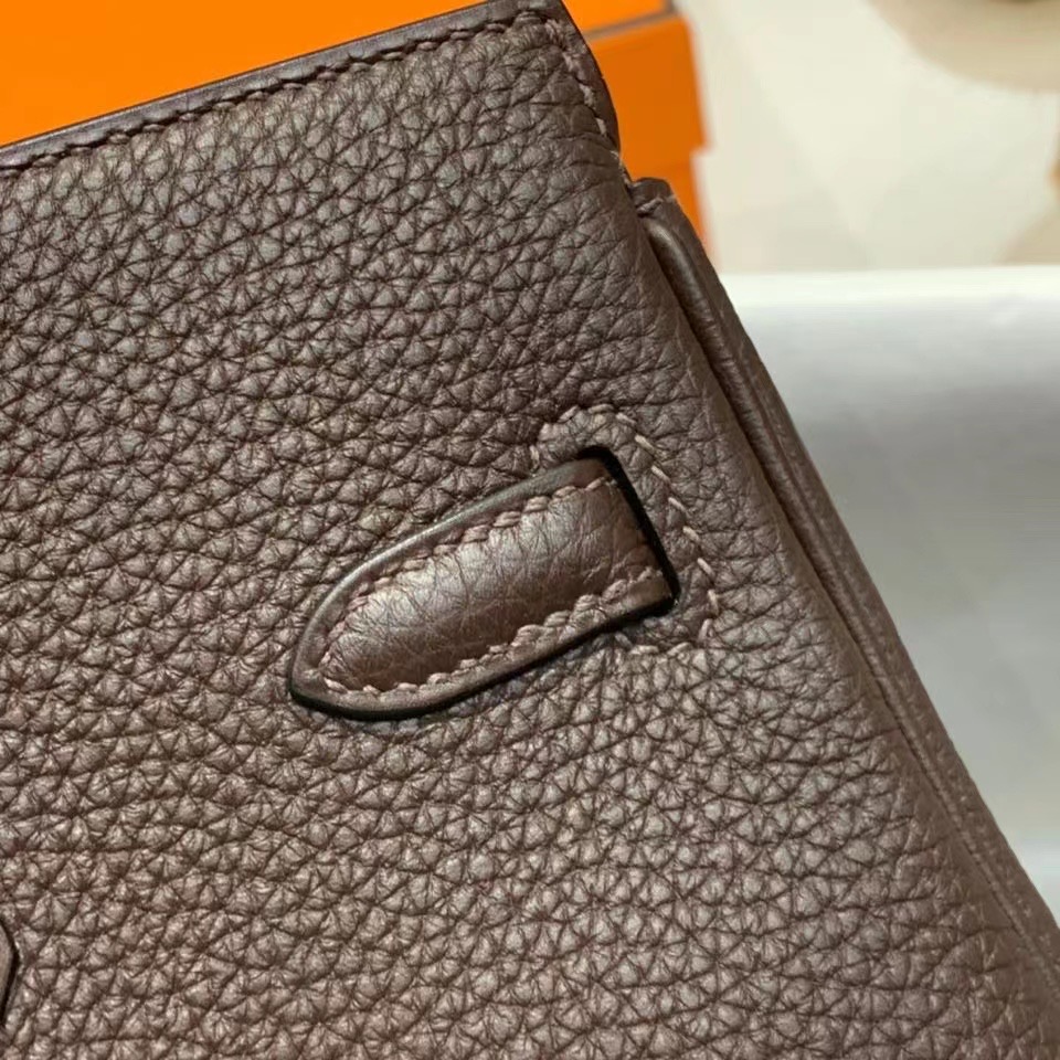 VIP一级品： BK 25cm togo  46乌木色内拼焦糖色/金扣 手工缝制 臻品鉴赏