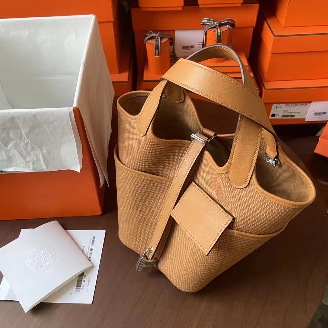 Picotin cargo 18 帆布拼Swift 2S芝麻色 银扣
