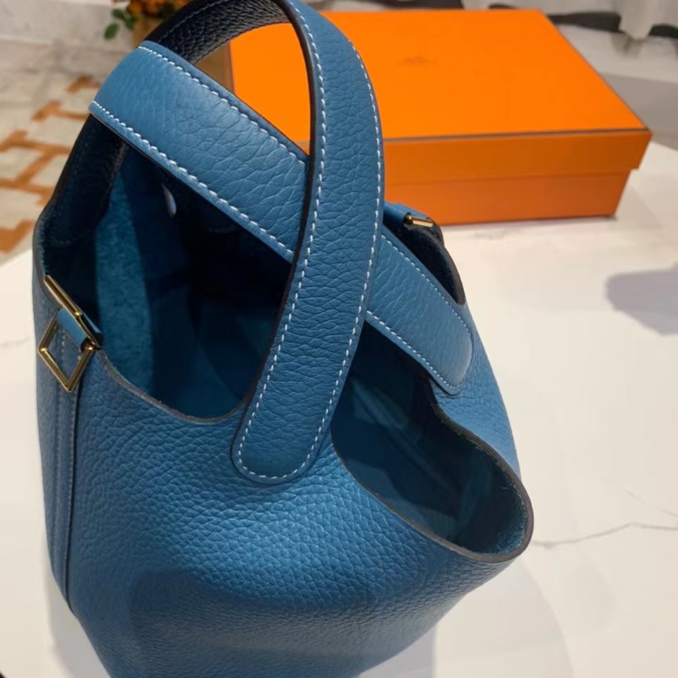 VIP一级品： picotin 18cm  TC 75 Blue Jean 牛仔蓝/银扣 代购级品质