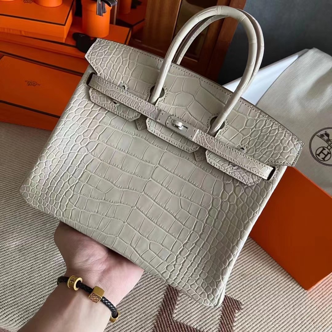 BK  25cm 雾面美洲 Alligator 8L 冰川白  银