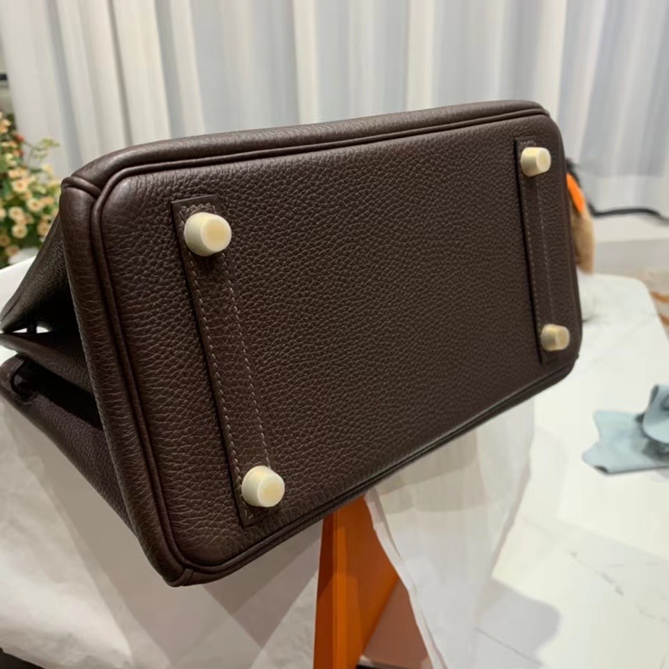 VIP一级品： BK 25cm togo  46乌木色内拼焦糖色/金扣 手工缝制 臻品鉴赏