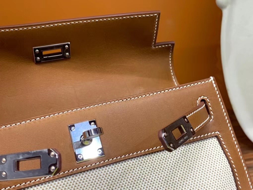 VIP一级品：  kl 一代 马鞍皮配布 金棕色/银扣 手工缝制 臻品鉴赏