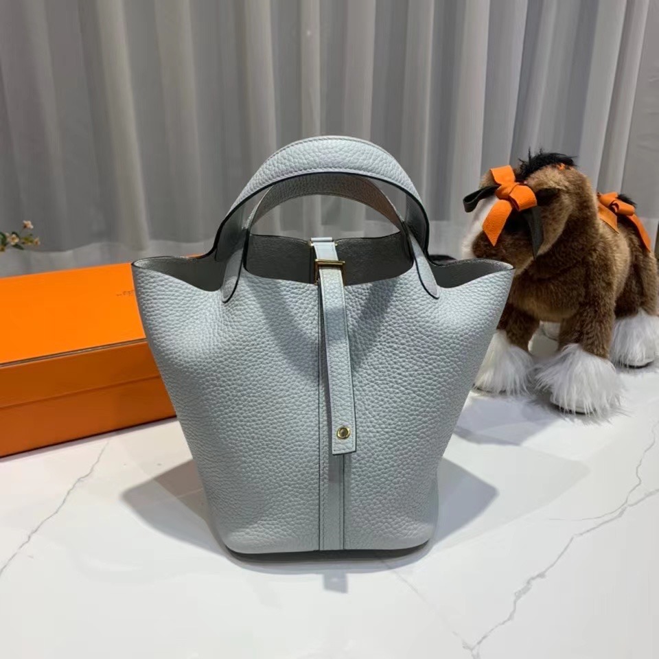 VIP一级品： picotin 18cm  TC 08 Blue pale 圣杯蓝/金扣 代购级品质