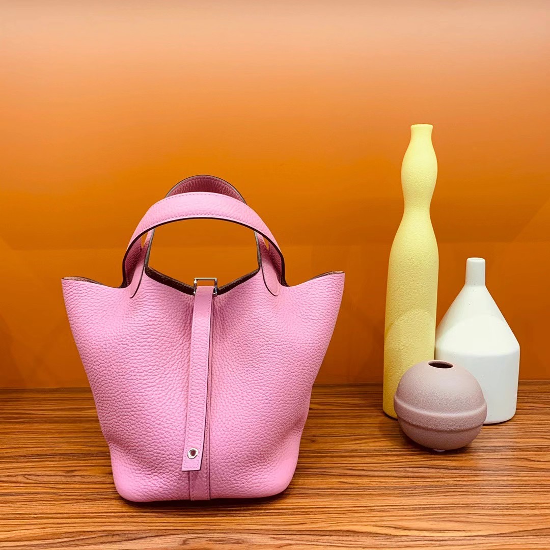 VIP一级品： picotin 18cm  TC 3Q Rose Sakura  新樱花粉/银扣 代购级品质