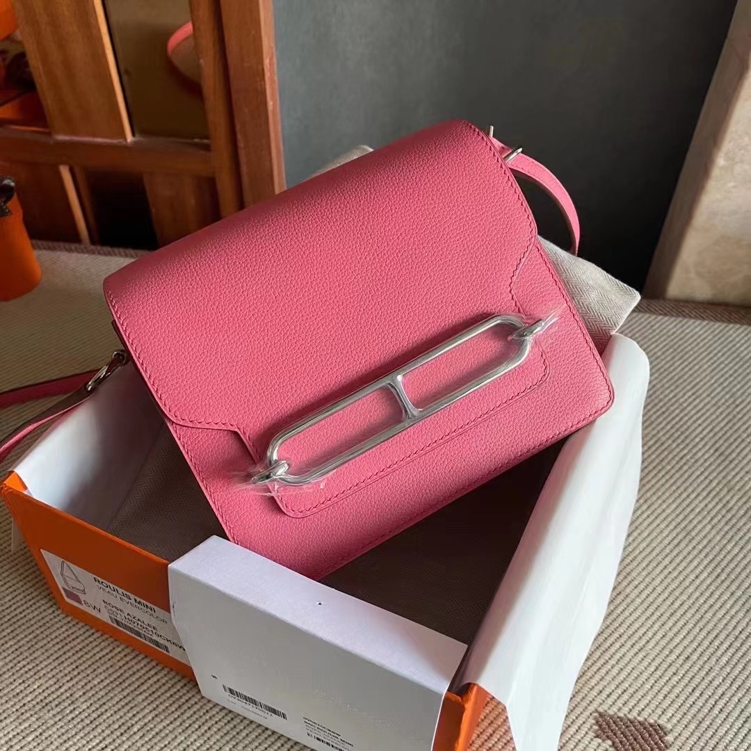 爱马仕猪鼻子包包香港价格 HM RL mini 8W新唇膏粉 Rose azalee Everycolor