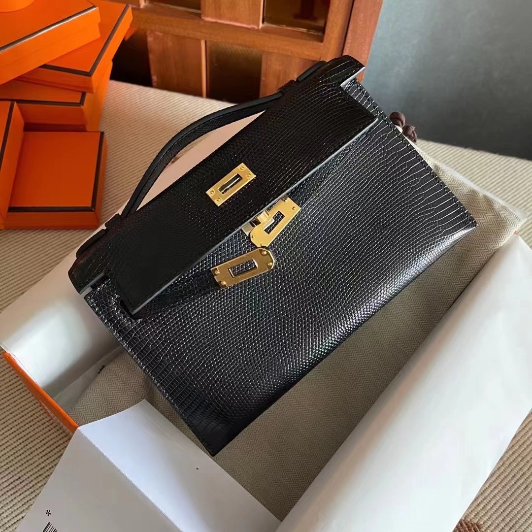 Kuwait HM KL Pochette Lizard 89 Noir