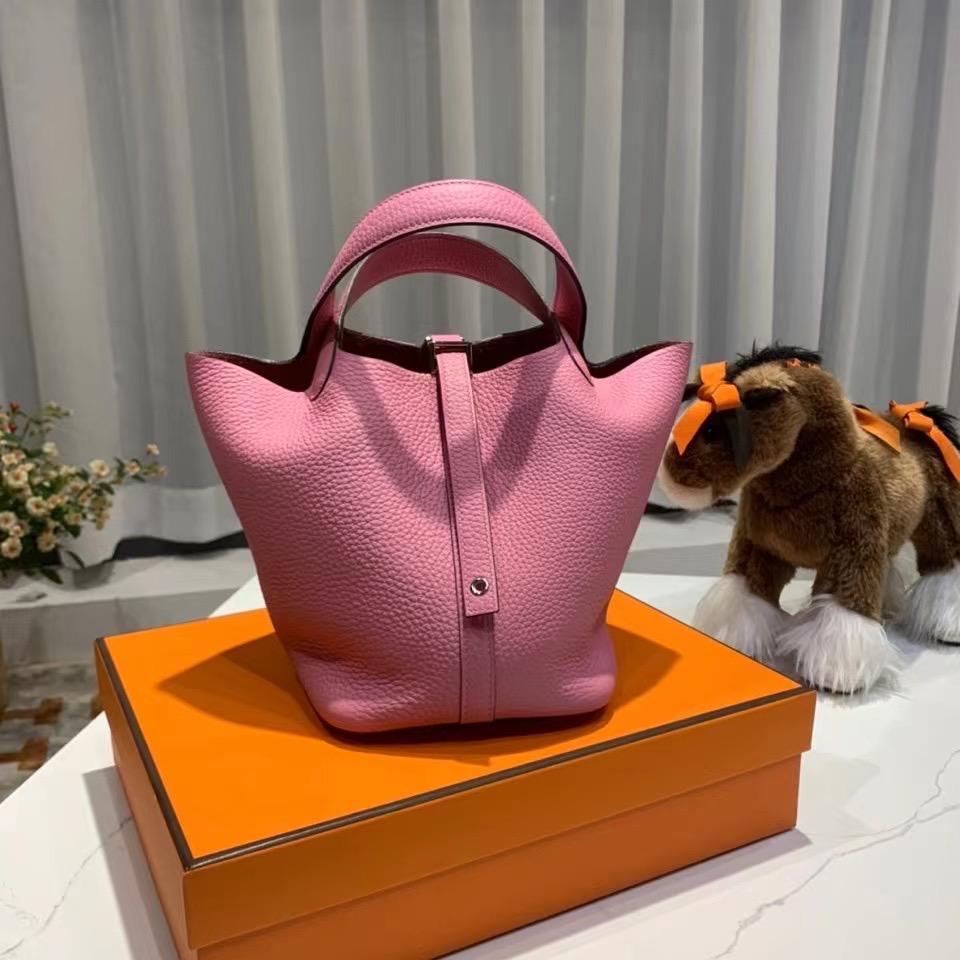 VIP一级品： picotin 18cm  TC 3Q Rose Sakura  新樱花粉/银扣 代购级品质