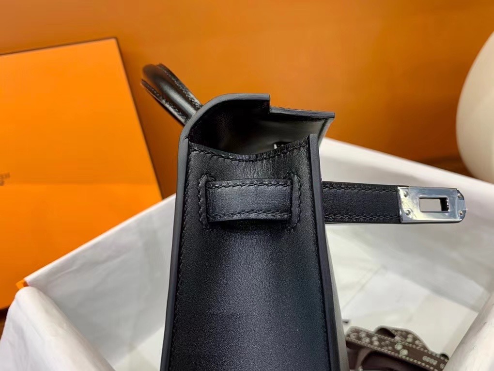 VIP一级品 Mini kl box皮 CK89 Noir 黑色/金扣 手柄缝制 臻品鉴赏