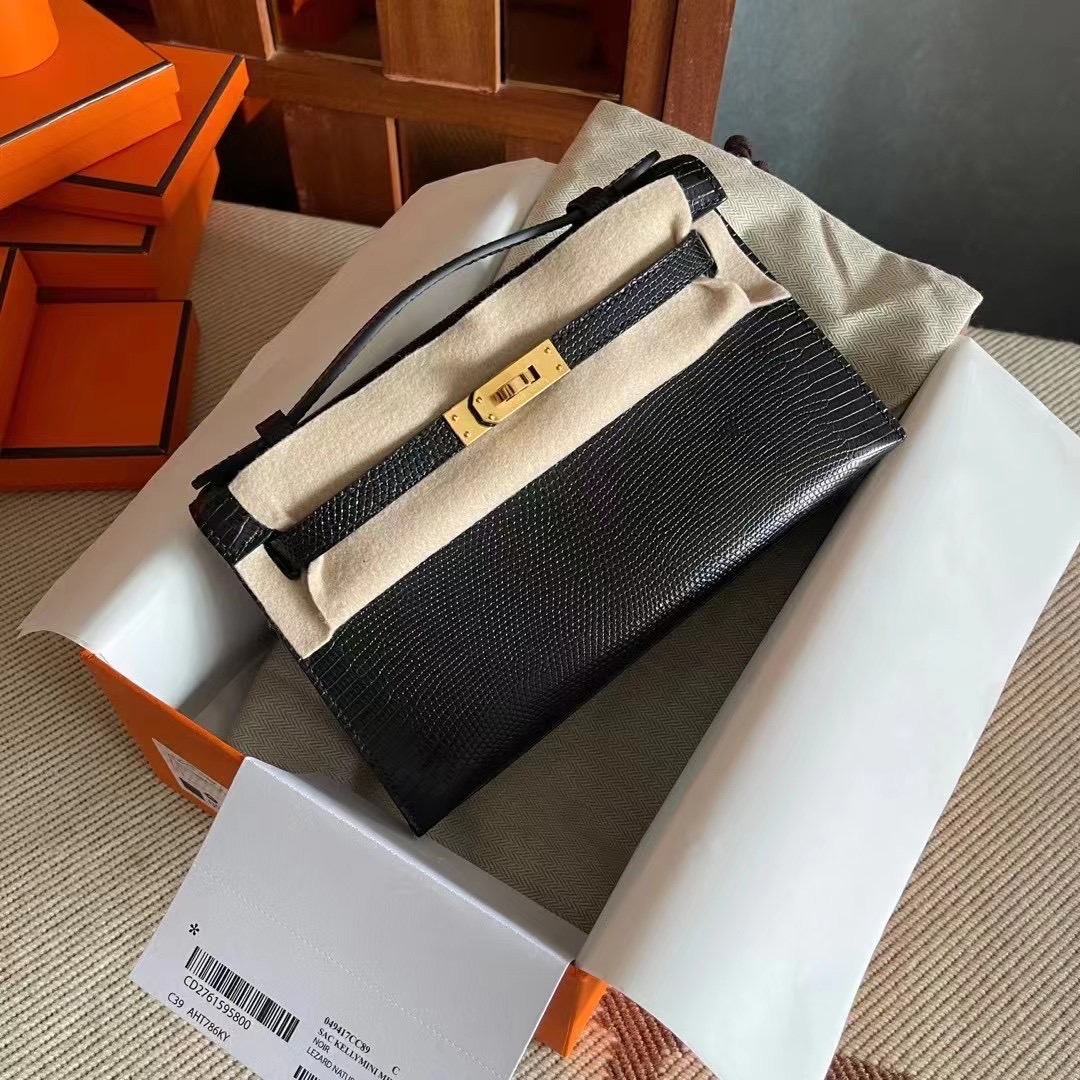 Kuwait HM KL Pochette Lizard 89 Noir