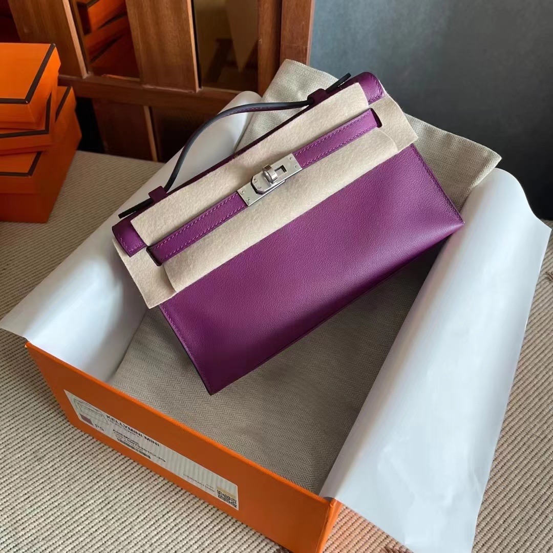 KL pochette swift P9 Anemone 海葵紫 银