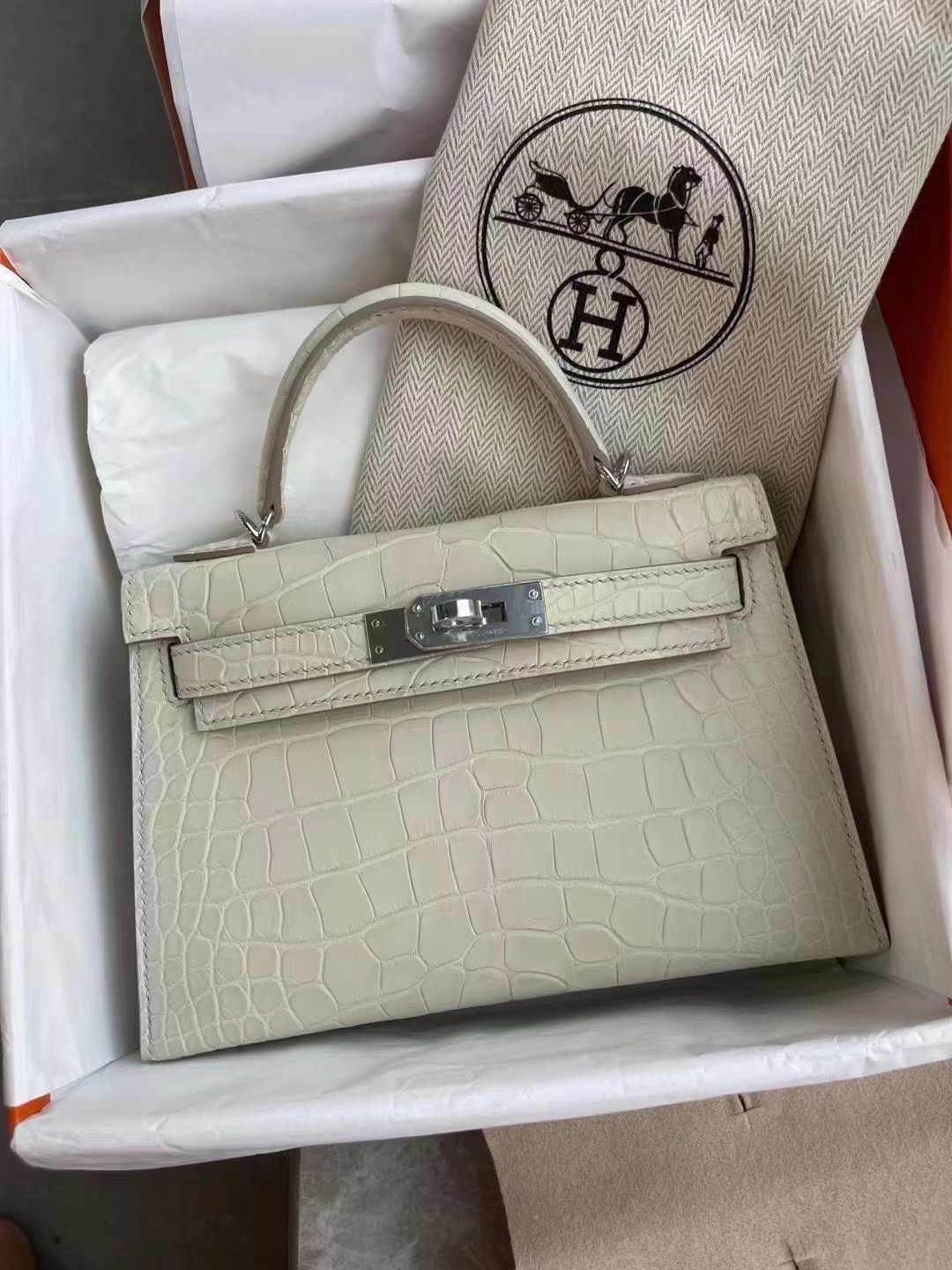 Dhabi HM MiniKL 二代 Matte Alligator Crocodile 8L Beton 奶油白