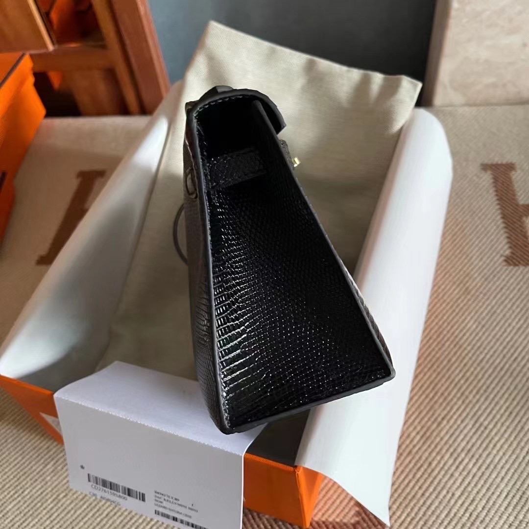 KL pochette 蜥蜴皮  Lizard 89 Noir 黑金