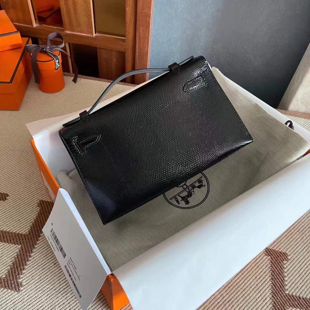 Kuwait HM KL Pochette Lizard 89 Noir Phw