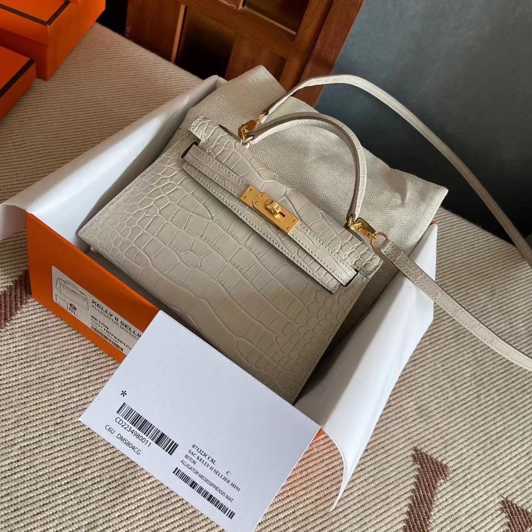HM KL mini 二代 美洲雾面  8L Beton 冰川白  金