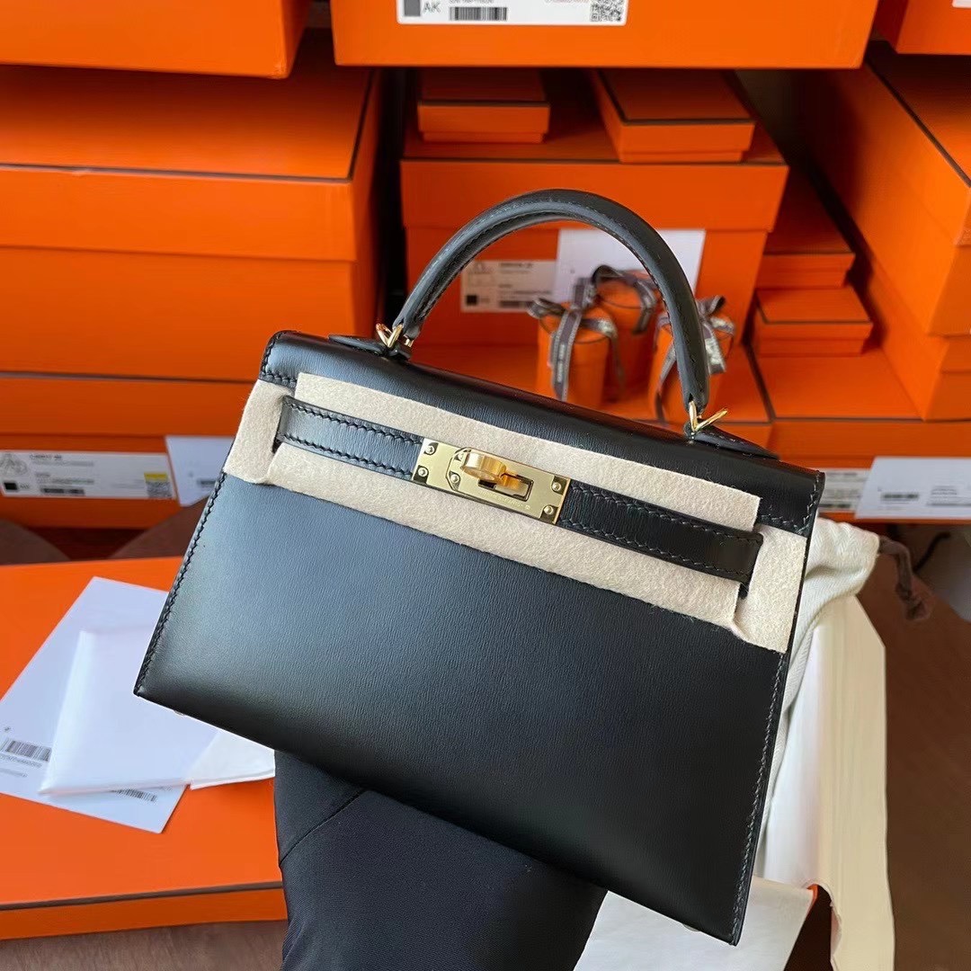 KL Mini 二代 Box皮 89 Noir 黑色 金扣