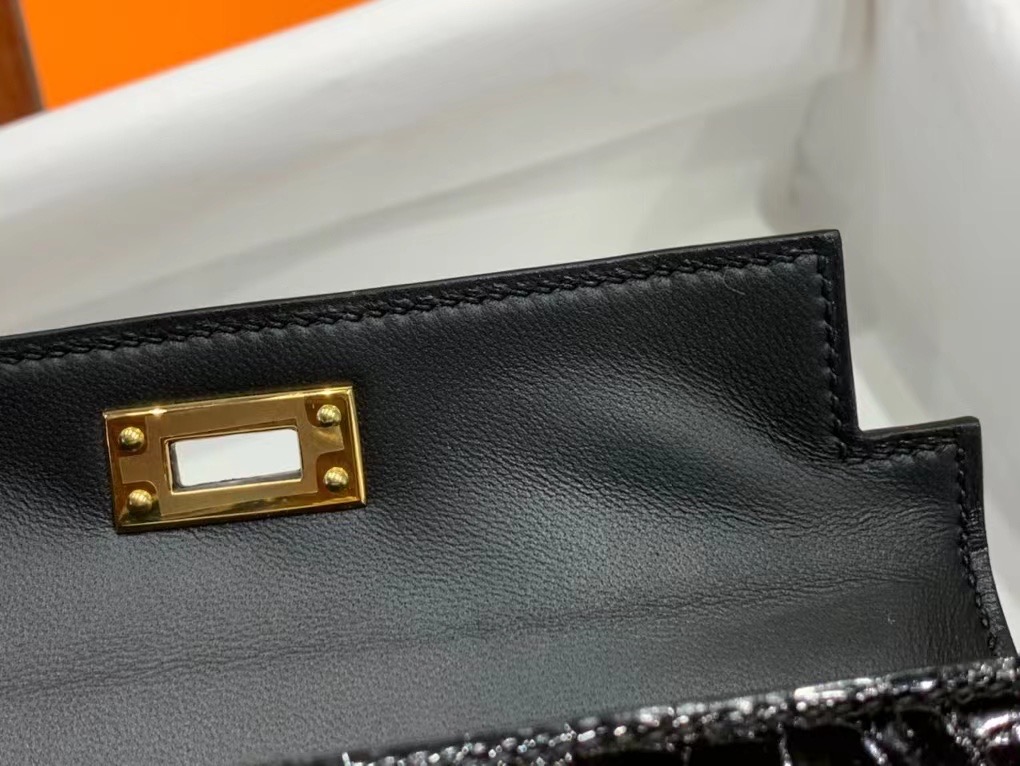 VIP一级品 Mini kl19cm 美洲鳄Alligator   CK89 Noir 黑色/金扣  手工缝制 臻品鉴赏