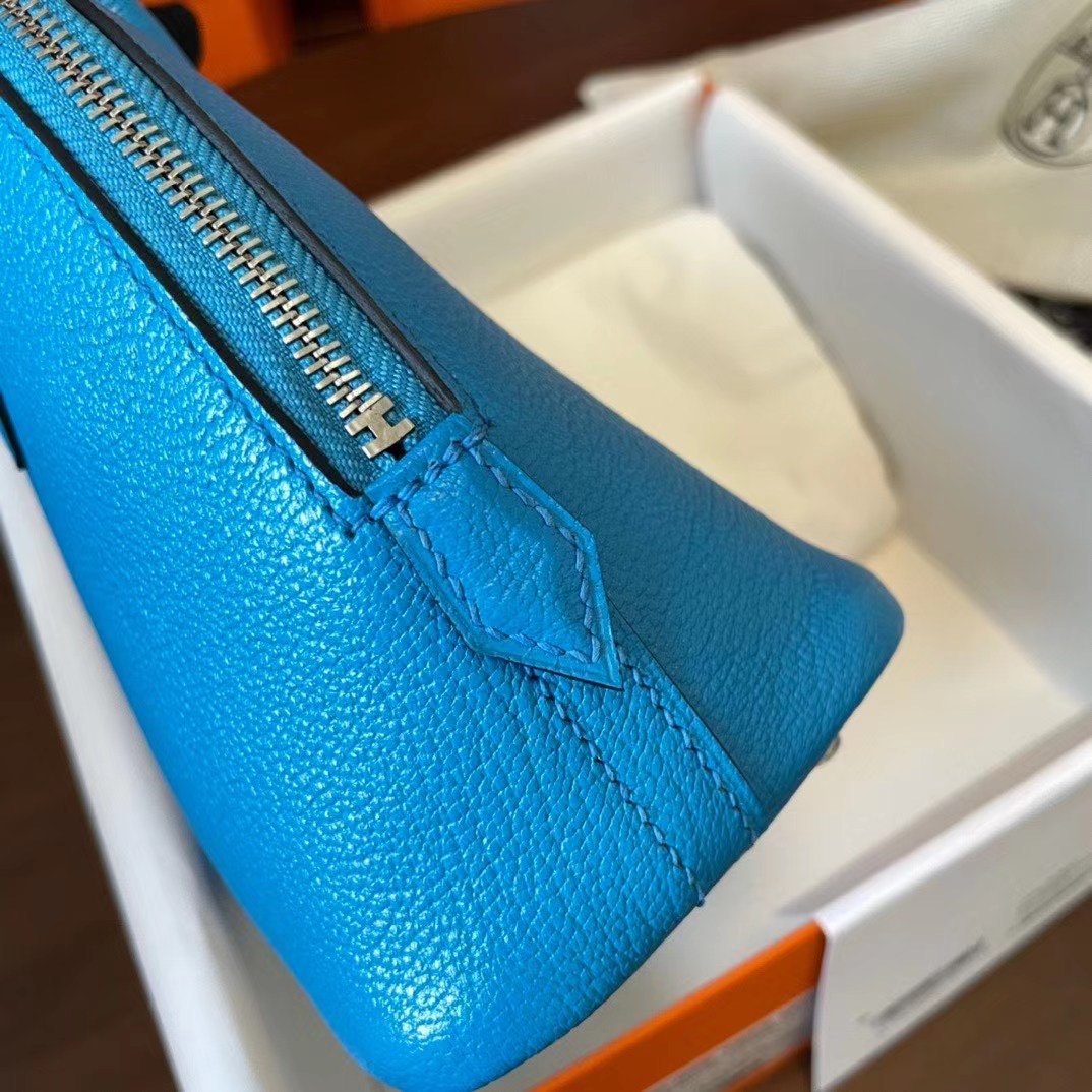 Mini Bolide 18cm 山羊皮 0F Bleu Frida弗罗里达蓝 银扣