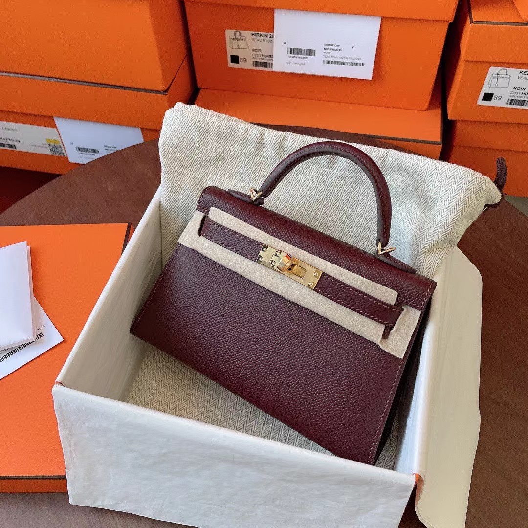 KL Mini 二代 Epsom皮 57 Bordeaux 酒红色 金扣