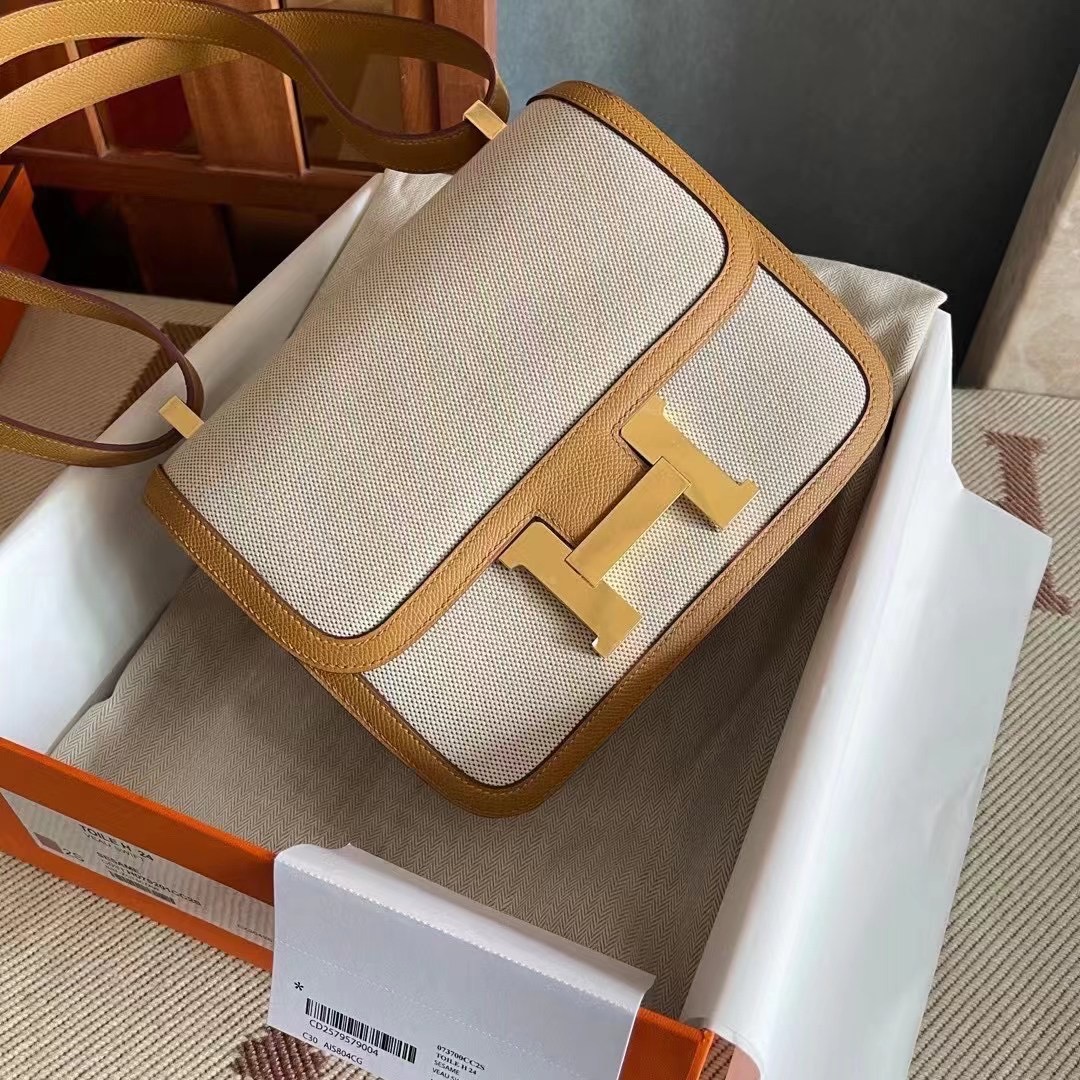 constance  24 帆布拼epsom  2S芝麻黄  金