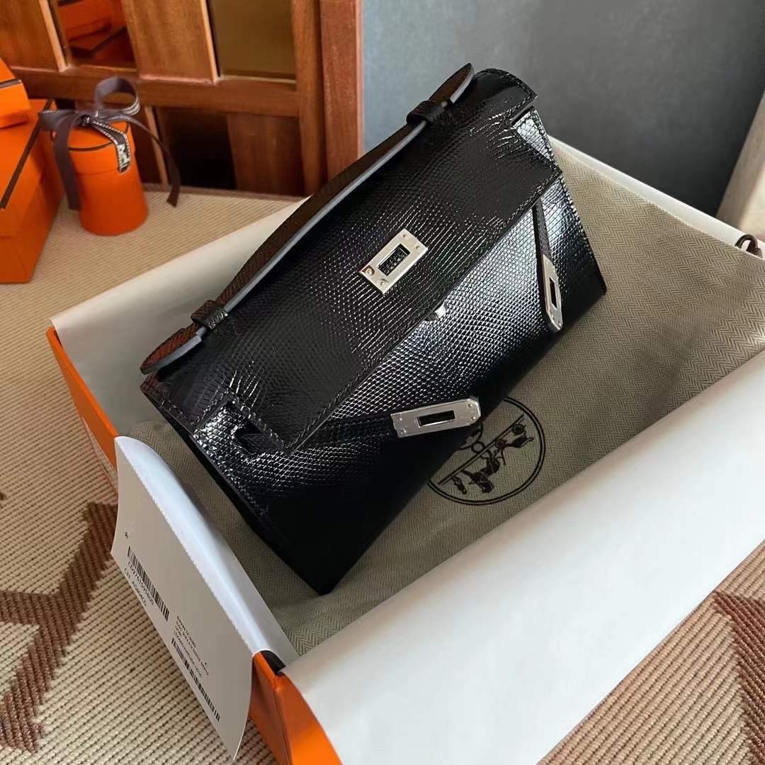 Kuwait HM KL Pochette Lizard 89 Noir Phw