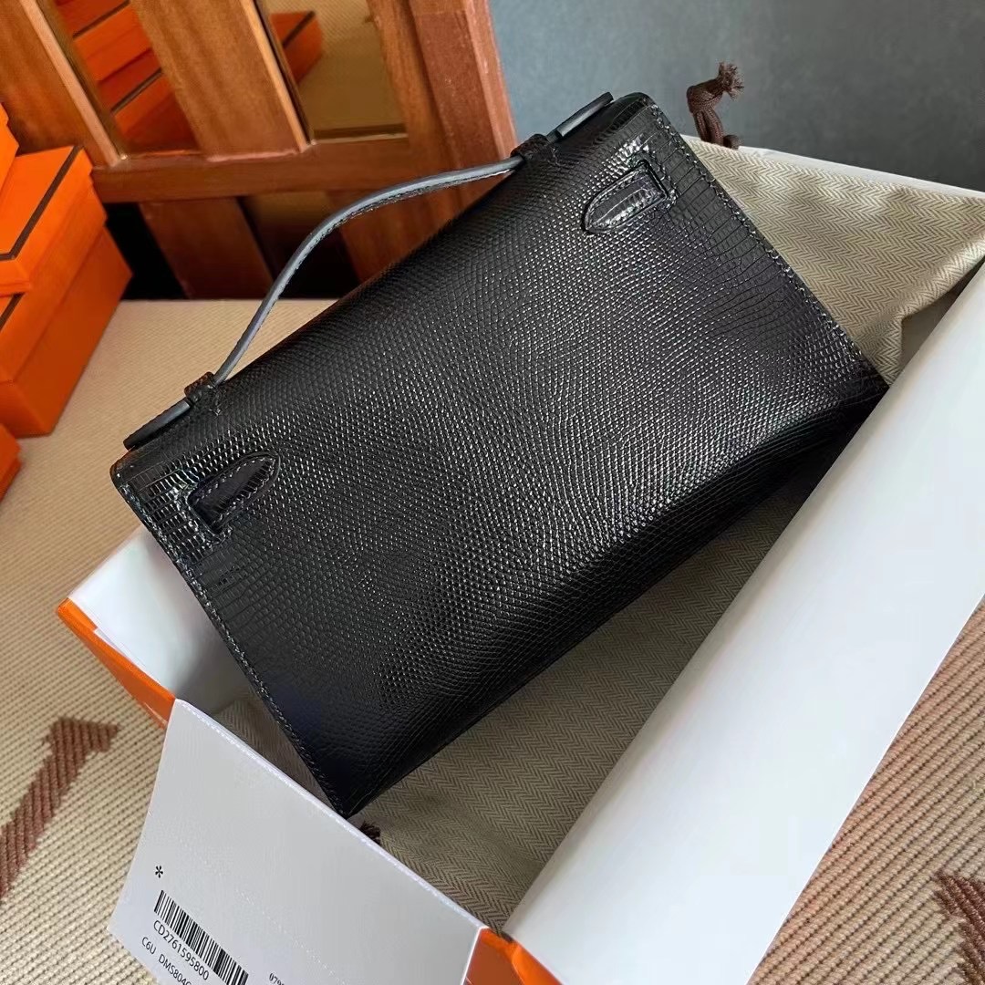 Kuwait HM KL Pochette Lizard 89 Noir Phw