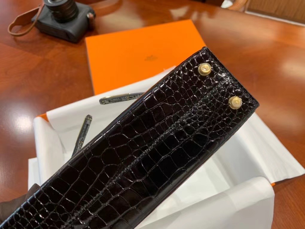 VIP一级品 Mini kl19cm 美洲鳄Alligator   CK89 Noir 黑色/金扣  手工缝制 臻品鉴赏